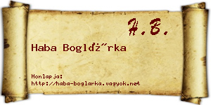 Haba Boglárka névjegykártya
